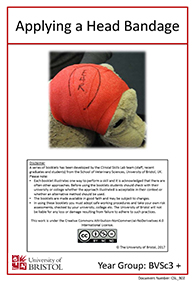 Clinical skills instruction booklet cover page, head bandaging